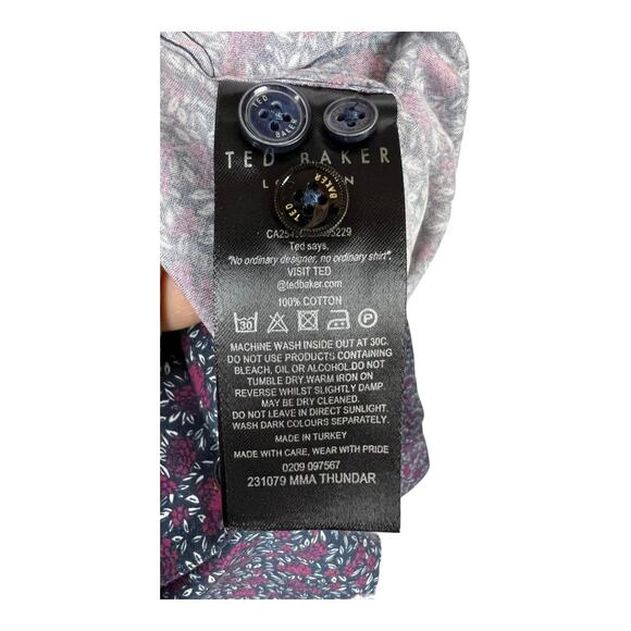 Ted Baker London Mens Dress Shirt Floral sz 5  Button Down Collared - Picture 6 of 9